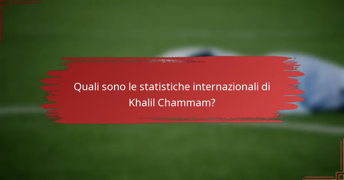 Quali sono le statistiche internazionali di Khalil Chammam?